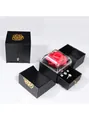 Elegant black multi-layer jewelry gift box with a red preserved rose and diamond set - 8x7.5x8cm / Black