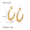 Detail view of 18k gold plated C-shaped beaded earrings with dimensions 2.8cm and weight - C-Shaped Beaded Style (NB-E1010) / 18K Gold
