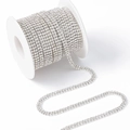 High-quality silver base rhinestone claw chain with clear crystals for DIY crafts - Silver / White Zirconia / Medium Bulk Roll