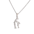 Minimalist stainless steel Mother's Day necklace featuring mother, boy and girl pendants - Silver Stainless Steel Chain + Girl