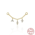 Dettaglio di orecchini a catena in argento 925 con ciondoli a fiore e stella in zircone - Stile 1-Pendolo a Sfera Geometrica Oro Singolo