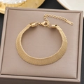 Wide woven mesh titanium steel bracelet in gold finish with adjustable lobster clasp - Gold Wide Grid Braided Style (5185)