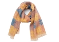Dettaglio di una sciarpa invernale in maglia spessa con motivi a quadri e trama spazzolata - 05# Giallo Blu Arancione