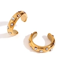 Ear cuff en forma de C bañado en oro de 18K con brillantes piedras de circonita - Dorado