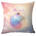 Housse de coussin Noël avec boule décorative rose et imprimé bokeh sur velours doux - 45x45cm (Sans Insert) / Boule de Noël de Rêve (CDR351-24)