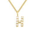 Elegant gold-plated stainless steel necklace featuring a pearl-encrusted letter H pendant - Letter H / Gold