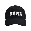 Classic black corduroy baseball cap featuring white MAMA letter embroidery for women - Corduroy / MAMA-Black