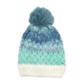 Berretto in maglia per bambini con sfumatura di colore, pompon blu e fodera in pile - M(50-54cm) / Blu