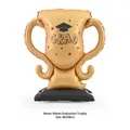 Detailed view of matte gold trophy balloon measuring 80x98cm for graduation party - Matte Base Graduation Trophy Balloon