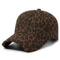 Casquette de baseball léopard avec bord vieilli et design vintage classique à six pans - Réglable / Léopard Café Foncé