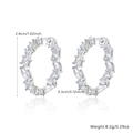 Misure dettagliate degli orecchini a cerchio in argento 925 con zirconi pavé - Orecchini Irregolari / Argento 925