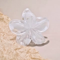 7cm ice-clear resin plumeria hair claw clip with a strong golden metal spring - White 8cm
