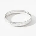 Vintage stainless steel wide bangle in silver finish with engraved star patterns - 12mm Octagram Pattern Style (PA1201) / Silver