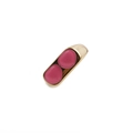 Detail of gold ring featuring dual pink enamel bean accents on a minimalist band - Pink / Adjustable Open