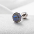 Sparkling dark blue zirconia screw back stud earring in polished titanium steel finish - Deep Blue Violet Gradient 6.2MM(A013-32#)