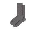 Minimalistische dunkelgrau melierte Crew-Socken aus Baumwolle mit geripptem Bündchen - Stahlgrau