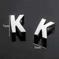 Polished stainless steel letter K charm pendant with dimensions 7mm by 5mm - Silver-Letter K