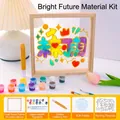 DIY acrylic glass art frame kit with 12-color paints and natural solid wood frame - Future Prospects 15x15cm
