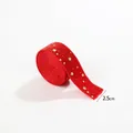 Red Christmas ribbon with gold star print in 2.5cm width for gift wrapping and decor - 2.5CM Red Star Ribbon (2M/Roll)
