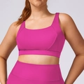Women's plus size yoga set in vibrant magenta featuring high waist leggings and sports bra - XXL / Bra / Magenta