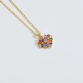 Collar retro con colgante de corazón de piedras de circón multicolor y acabado dorado fino - Corazón de Circonia Colorida (Color Dorado)