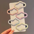 Set of 5 pastel PU leather cloud hair clips with colorful polka dots and BB clips - Cloud Pink Colorful Dots