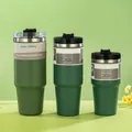 Three dark green vacuum insulated stainless steel tumblers in 40oz, 30oz and 20oz sizes - Standard Lid Wild Green