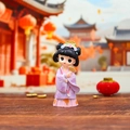 Ancient Chinese lady figurine in purple and pink Hanfu with golden fan decoration - Ziyuan