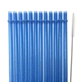 Dodici cannucce in plastica blu glitterata riutilizzabili con set di spazzole per la pulizia - 12 Pezzi + 1 Spazzola (23cm) / Blu scuro