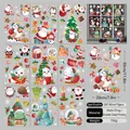 Set mit 9 doppelseitigen Weihnachts-Fensteraufklebern mit Weihnachtsmann und Rentier - Dinosaurier Weihnachten 9 Blatt Set