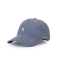 Casquette de baseball en velours côtelé gris-bleu avec broderie lettre R sur fond blanc - Réglable / Bleu clair