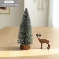 Mini sapin de Noël enneigé avec socle en bois et figurine de renne, hauteur 20 cm - Sapin de Noël Floconné 20CM