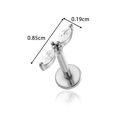 Silver stainless steel labret stud with marquise cubic zirconia 0.85cm length - Double Marquis Style (0196-4#) / Silver