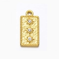 Gold plated stainless steel rectangular pendant with three star-set zircons - Rectangle - 3 Stars Zirconia