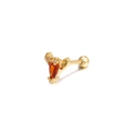 Macro shot of gold beetle stud earring featuring a vibrant pear-cut orange gemstone - Beetle Shape (EGD0013) / Gold