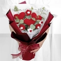 Bouquet de tulipes et cœurs fait main au crochet dans un emballage cadeau rouge et blanc - Série Rouge Cœur