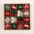 16pcs Christmas tree ball set with red, green and white glitter ornaments and pinecones - Red + Green 42PCS Gift Box Set