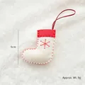 Miniature red and white felt Christmas stocking ornament with snowflake embroidery - White Sock