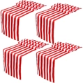 Modern minimalist red and white striped table runner made of premium soft textile fabric - 30*275cm / Red and White Striped