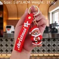 Christmas bear keychain in red Santa suit with a printed silicone strap and gold hardware - Christmas Bear-7