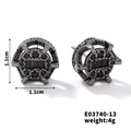 Niche copper stud earring in black zircon finish, dimensions 1.1cm by 1.1cm - Round Crystal(E03740-13)