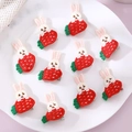 Détails de barrettes brodées lapin et carotte sur une assiette en céramique blanche - Ensemble de 10 pièces Lapin Carotte