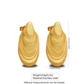 Golden stainless steel beach earrings with organic teardrop shape and wavy texture - Irregular Teardrop Wave (FYD6191)