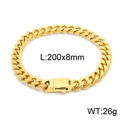 Bracelet gourmette en acier inoxydable doré poli 200mm de long et 8mm de large - Bracelet Doré 200x8mm
