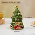 Green resin Christmas bear tree figurine jewelry box with hand-painted star and candies - Ceramic / Ceramic Bear Wishing Tree - Green (2234C-01) / 11.5x6.5cm