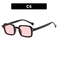 Vintage rectangular sunglasses with black frame and pink lenses for stylish women - Bright Black Pink Lens