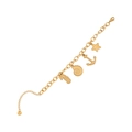 Gold stainless steel ocean bracelet with starfish, anchor, conch and seahorse charms - Star Anchor Shell Marine Bracelet (6#)