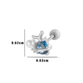 Silver barbell earring with blue teardrop stone and pearl, size 0.62cm by 0.63cm - Antler Water Drop Pearl (1#) / Silver