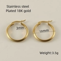 Klassische 18K vergoldete Edelstahl-Ohrringe mit strukturierter diagonaler Streifen - 19*19*3mm