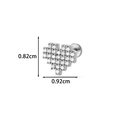 Silver pixel heart labret stud with white zircons measuring 0.82cm by 0.92cm size - Silver Pixel Heart (2622-6# Silver)
